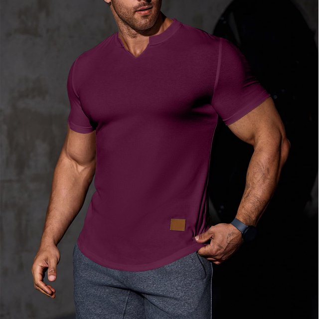 asjyhkr Mens Workout Compression T Shirts Ribbed V Neck Short Sleeve Tops Summer 2025 Gym Athletic Running Tees