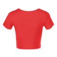 thumbnail image 5 of JIRNDf Hauts pour Femmes T-Shirts d'Été Tendance Mode Manches Courtes Mignon Court Basique Col Rond Coupe Ajustée Blouse pour Femmes Tunique Décontractée Hauts Rouge m, 5 of 5