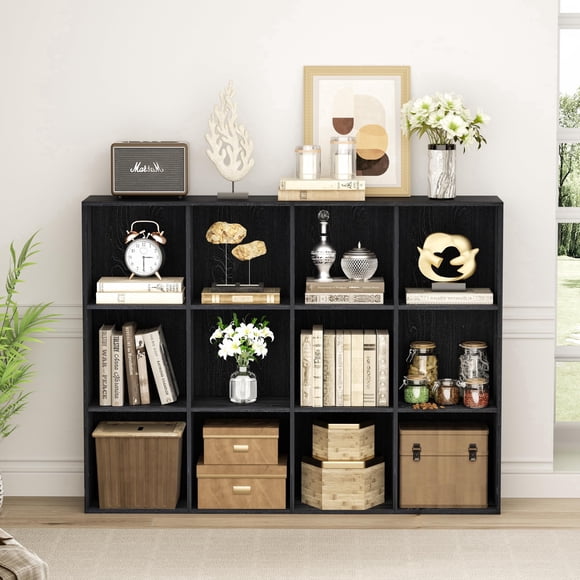 ANHDAH Wooden Storage Organizer with Closed Back Panel, 11in Cube Shelf Opening, Bookshelf, Display Shelf,Closet Cabinet for Home and Office