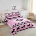 thumbnail image 3 of Erosebridal Ensemble de Literie Animal Cheval Simple pour Adolescent, Couette Bohème Hippie Aztèque, Rose Noir, Réversible, Léger, 2 Pcs, 3 of 7