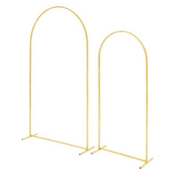 KFFKFF Arch Backdrop Stand, Set of 2, 7.2 ft and 6 ft, Stable Structure, Easy Assembly, Gold Metal Arch Backdrop Stand