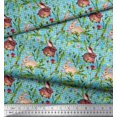 thumbnail image 2 of Soimoi Poly Georgette Fabric Leaves & Rabbit Animal Print Fabric by The Yard 42 Inch Wide, 2 of 5