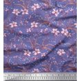 thumbnail image 1 of Soimoi Modal Satin Fabric Leaves & Azalea Floral Print Fabric by Yard 42 Inch Wide, 1 of 3