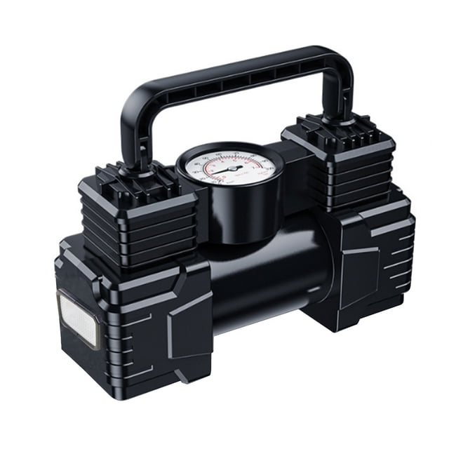 12V Portable Double Cylinder High Pressure Car Tire Inflator Air Compressor Pump With Analog Gauge For Vehicles Bikes Balls