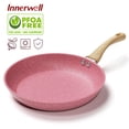 thumbnail image 1 of Innerwell 11 Inch Pink Nonstick Frying Pan Skillet Bakelite Handle Saute Granite Cookware Fits Various Stoves, 1 of 6