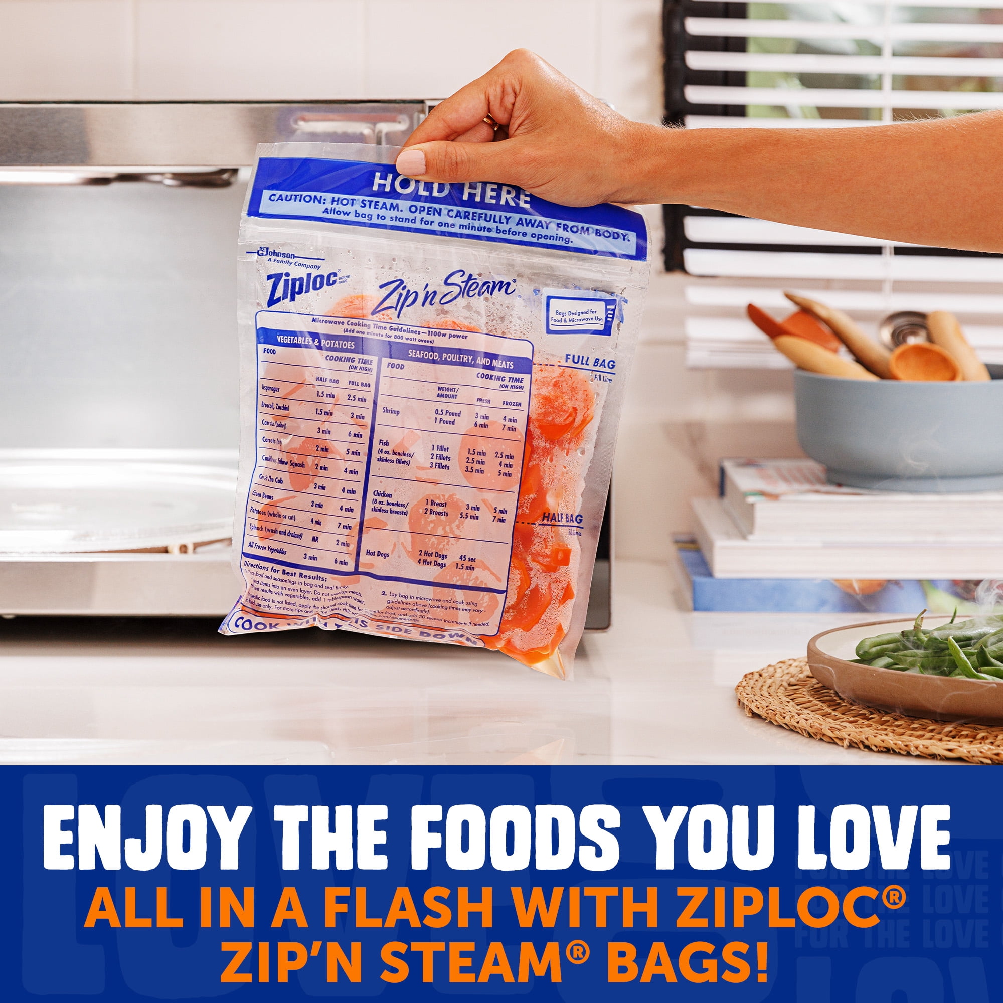 Ziploc® Zip n' Steam Food Steamer Bags, 10 Bags