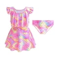 thumbnail image 3 of TIEVOSA Été Enfant Filles Manches Volantées Imprimés Maillot de Bain Plage Bikini Ensemble de Shorts 3-13 Ans, 3 of 9