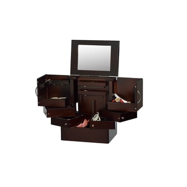 ViscoLogic Union Beauty Mirrored Jewelry Box with lots of storage | Brown