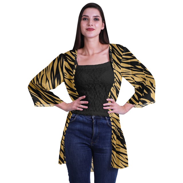 Moomaya Viscose Georgette Printed Short Shrug Long Sleeves Cardigans For Women