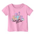 thumbnail image 3 of 4t Fille Tout-Petit Extra Large Enfant Filles Pâques Mignon Graphique Col Rond Manches Courtes T-Shirt Décontracté d'Été, 3 of 4