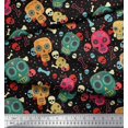 thumbnail image 3 of Soimoi Polyester Crepe Fabric Dot,Bone & Skull Print Sewing Fabric Yard 52 Inch Wide, 3 of 3