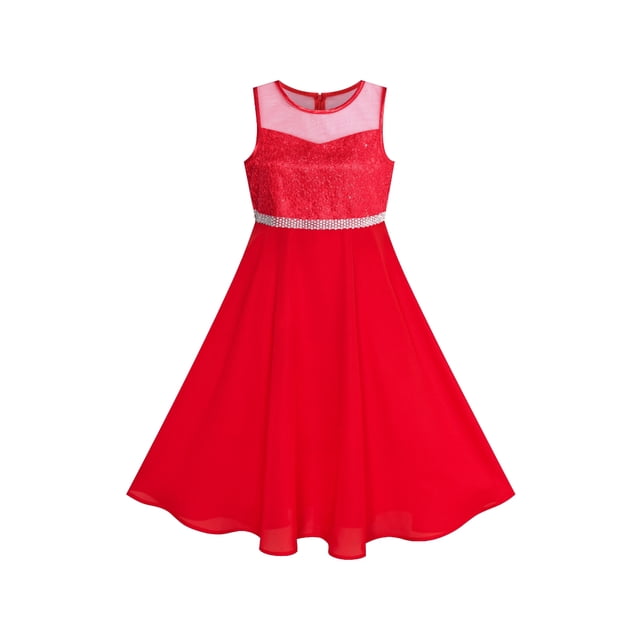 Girls Dress Rhinestone Chiffon Dance Ball Maxi Gown 10 Years