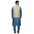 thumbnail image 3 of Atasi Mandarin Collar Traditional Solid Kurta Pajama With Printed Jacket Set, 3 of 3
