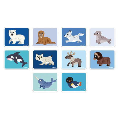 Janod - Magnéti'Book Animaux Polaires - Jeu éducatif magnétique 30 aimants + 10 modèles - Jouet pour enfants en carton FSC - Développe la motricité fine et l'imagination - Adapté aux enfants à partir