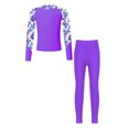 thumbnail image 1 of XUNZOO 2Pcs Girls Rash Guard Swimsuit UPF 50+ Swimming Costume Kids Long Sleeve Rash Shirts Legging Set Purple A 8, 1 of 7
