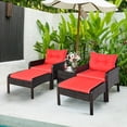 thumbnail image 4 of Costway 5 PCS Patio Rattan Furniture Set Sofa Ottoman Table Cushioned Yard Red, 4 of 10
