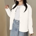 thumbnail image 2 of Mepaouo Girls Cardigan Sweater School Uniforms Toddler Long Sleeve Button Knit Solid Sweaters Tops White 140, 2 of 5