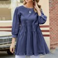 thumbnail image 4 of Pompotops Spring Women's Wear Solid Color Round Neck Seven Point Sleeve Large Swing Loose Casual Top, 4 of 8