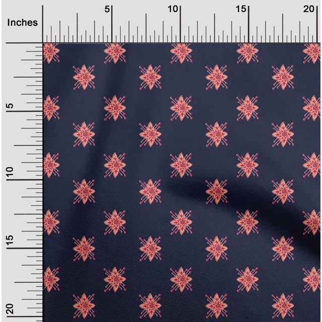 oneOone Cotton Silk Fabric Floral Block Printed Craft Fabric BTY 42 Inch Wide