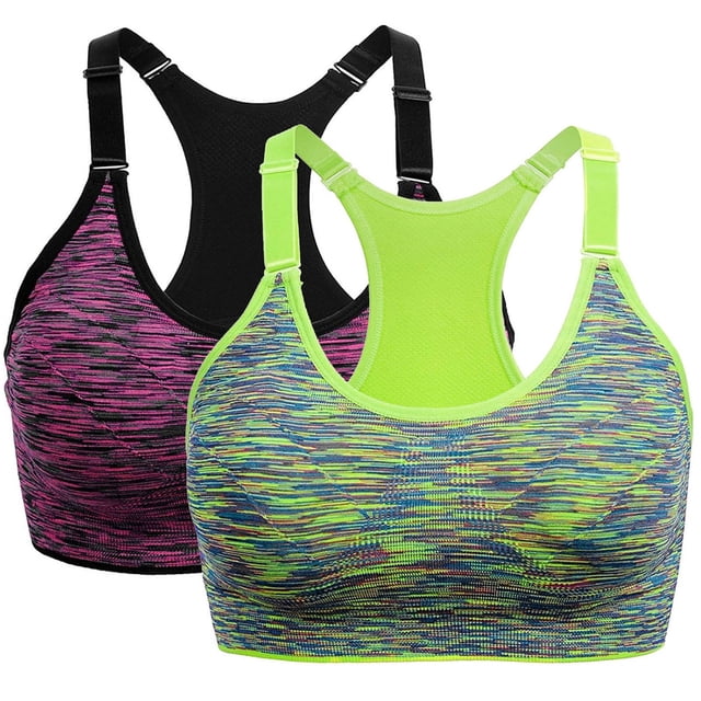 AWZXDE Soutiens-Gorge de Sport de Performance pour Femmes Design Sans Coutures Haut de Yoga, Course et Mise en Forme 2 Pack 2 Pcs