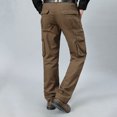 thumbnail image 4 of RXIRUCGD Men's Solid Color Pocket Workwear Pantscasual Straight Leg Pants, Brown, Size: 3XL, 4 of 5