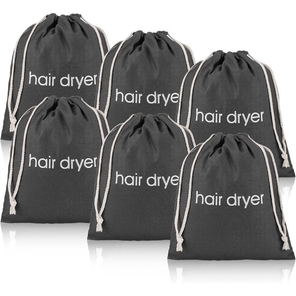 ERKXD 3 | 6 | 8 Pack Hair Dryer Bags Drawstring Bag Container Hairdryer Bag for travel bathroom (6 PCS Grey)