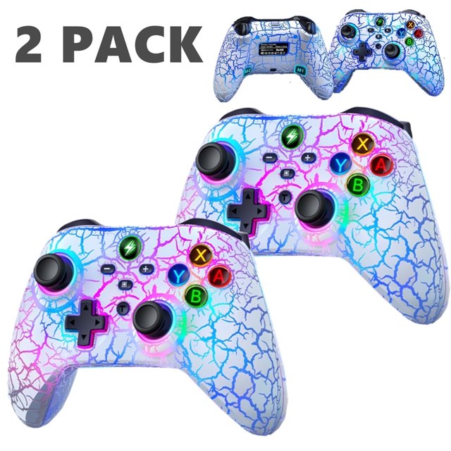 2 Pack Wireless Switch Pro Controller for Nintendo Switch Pro/Lite/OLED/PC/IOS/Android,White Crack