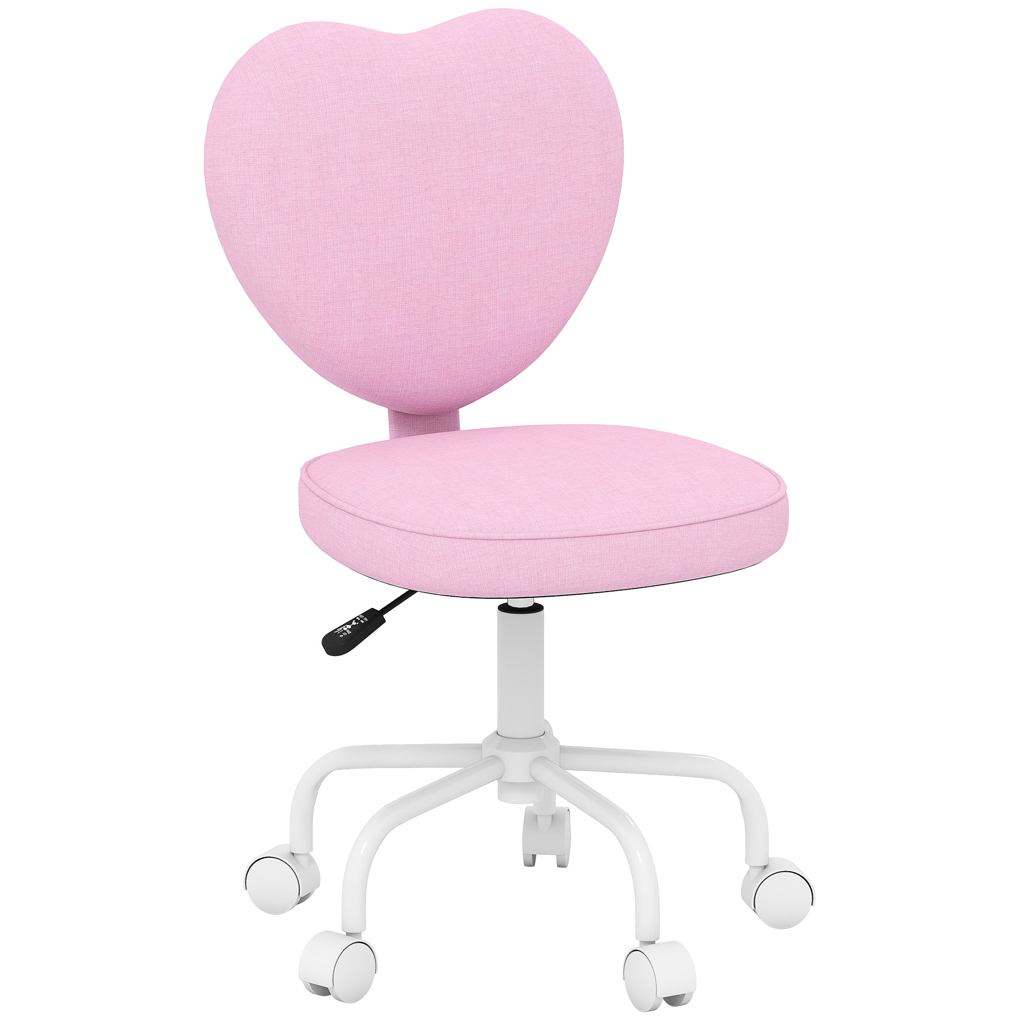 HOMCOM Heart Love Shaped Design Office Chair with Adjustable Height, Pink