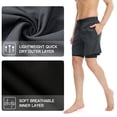 thumbnail image 3 of TFixol Men's High-Performance Double-Layer Training Shorts for Basketball & Running - Quick-Dry, Stretch Fit, Grey, Size L (EU), 3 of 6