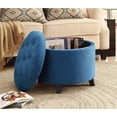 thumbnail image 2 of Designs4Comfort Pouf Rond en Velours Côtelé Bleu Pâle avec Pattes en Bois, 2 of 5