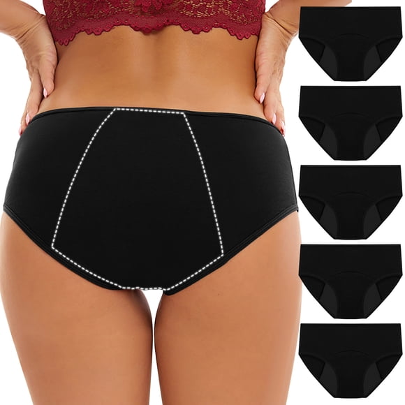 Ruimatai Period Underwear for Women Heavy Flow Panties Postpartum Menstrual Hipster Panty for Female Teens Cotton Briefs 5PCS