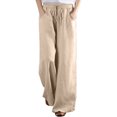 thumbnail image 1 of Pantalon Grand en Coton et Lin pour Femmes, Habillé Décontracté, Couleur Unie, Taille Haute, Pantalon de Détente, Pantalon Capri d'Entraînement pour Femmes, 1 of 6