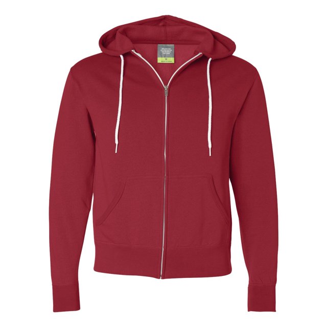 Independent Trading Co. Sweat à Capuche Léger Unisexe à Fermeture Éclair Complète, TG, Rouge
