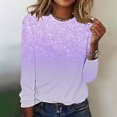thumbnail image 2 of Womens Regular Casual Printed Pullover Round Neck Long Sleeved Blouses Top, 2 of 4