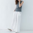 thumbnail image 4 of Timegard Womens Cotton Linen Pants Wide Leg Elastic Waisted Drawstring Casual Loose Trousers with Pockets, 4 of 4