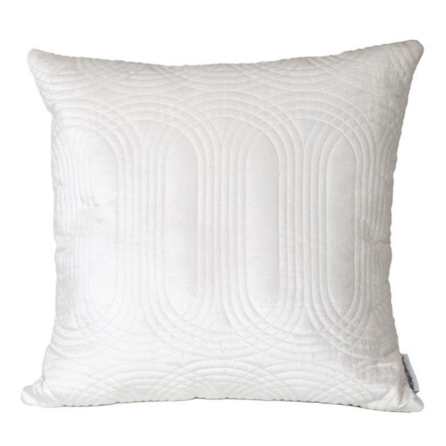 HomeRoots 402892 Coussin Carré en Velours Matelassé Blanc