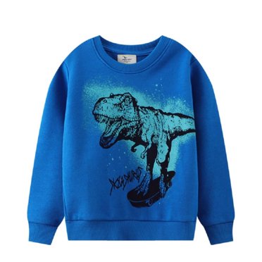 DEBGFS Chandail Molletonné à Col Rond en Coton pour Tout-Petits Garçons, Hauts Brodés avec Voiture de Dessin Animé pour 2-7, BlueB, 2T