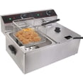 thumbnail image 1 of Hakka Friteuses Commerciales, Friteuse Électrique de Comptoir 6 L Friteuse Professionnelle à Double Réservoir, Acier Inoxydable, 1 of 6