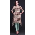 thumbnail image 2 of Bimba Kurti Asymétrique à Imprimé Floral Feuilles Vertes et Pivoines pour Femmes Robe d'Été Indienne Tunique Petit, 2 of 6