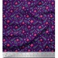 thumbnail image 1 of Soimoi Purple polyester Georgette Fabric Floral & Leaves Decor Fabric Printed Yard 42 Inch Wide, 1 of 3