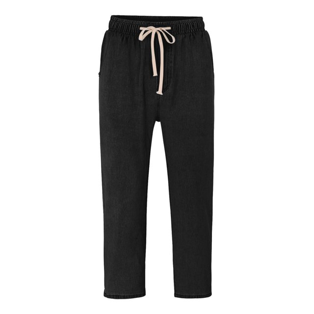B91xZ Jeans pour Hommes Extensible Jambe Droite, Noir TG