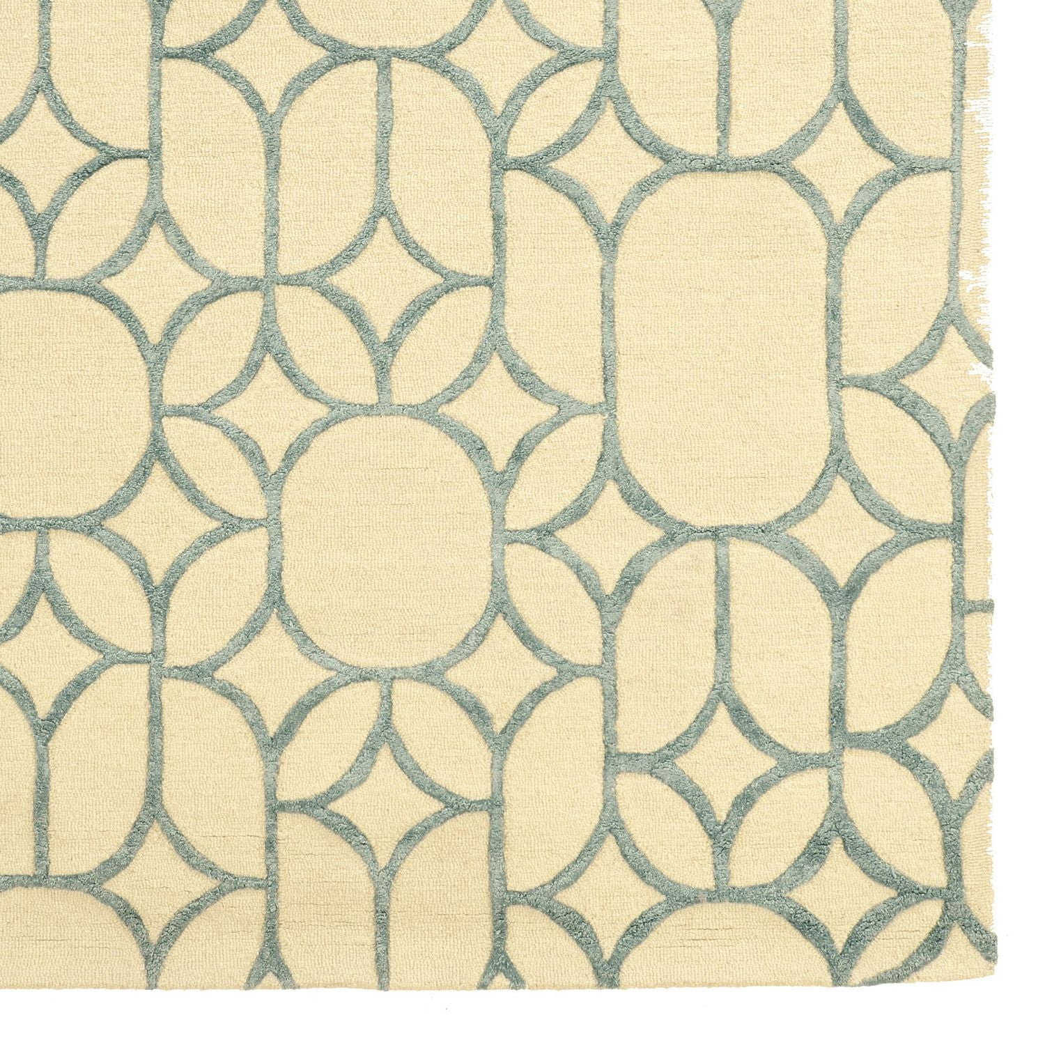 Tapis en Laine Aspire Fenêtre ivoire et turquoise de 8 pi x 11 pi