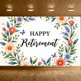 thumbnail image 4 of Floral Design Retirement Celebration Banner Decorative Flower Pattern Happy Retirement for Retirement Party Office Celebration Indoor Decoration, 4 of 5