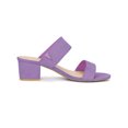 thumbnail image 3 of BLISSFUL STEP Women's Shoes Dual Straps Mid Block Heel Slide Sandals Purple 9, 3 of 7
