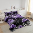 thumbnail image 3 of Erosebridal Romantic Rose Bedding Sets with Comforter, Leopard Cheetah Print Duvet Insert, Zebra Reversible Bedding Comforter Set, Breathable Bedroom Decorative, 2 Pieces, 3 of 8