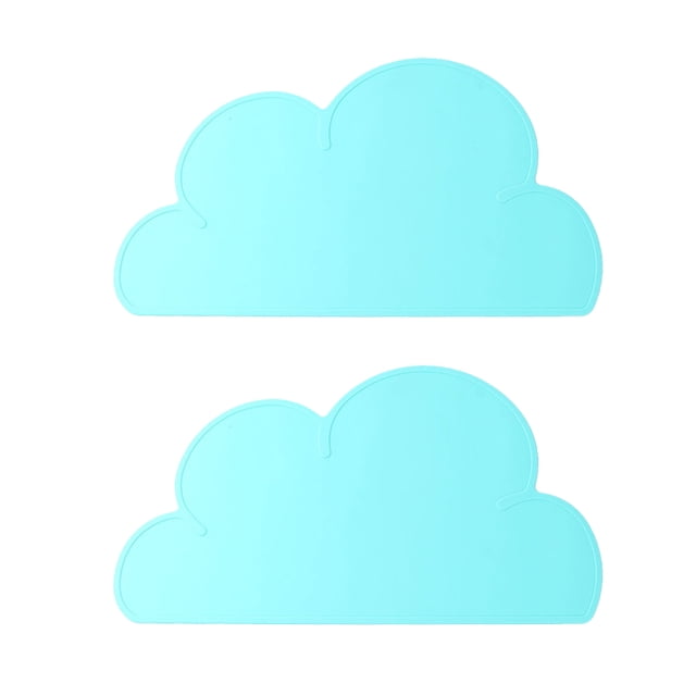 Napperons SiliconeTable de Qualité Alimentaire Mats pour Enfants, Bébés et Tout-Petits, Napperon de Table, Comprenant Deux Napperons en Forme de Nuage de Couleur Bleu Pâle. Fabriqués à Partir de silicone de Qualité Alimentaire à 100 %, Ces Mats Sont Sans BPA, Antidérapants et Faciles à Nettoyer. Légers et Pliables pour la Portabilité, Idéals pour Manger et Recevoir du Linge de Table.