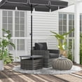thumbnail image 2 of Outsunny Table Basse en Rotin avec Trou pour Parasol pour Cour Arrière Gris Mélangé, 2 of 10