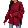 thumbnail image 1 of Timegard Oversized Sweatshirt for Women Thumb Hole Side Split Pullover Fall Loose Long Sleeve Tops, 1 of 9