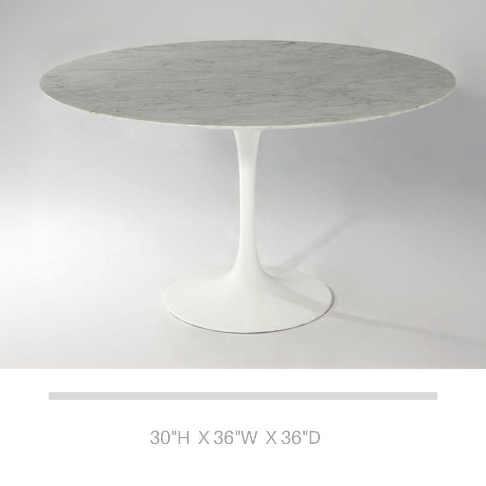 Leo dining table faux marble 36"  with pedestal white base