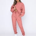 thumbnail image 1 of FNFYFH Liquidation Chandails en Molleton pour Femmes Ensembles de Survêtement Automne 2025 Manches Longues Survêtements Confort Col Rond Chandail avec Cordon de Serrage Pantalons de Survêtement Tenues Athlétiques Solides Rose,G, 1 of 9